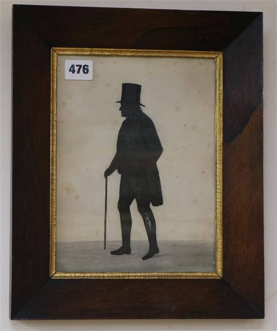 19th century English School, cut and painted silhouette of James Forster 1851, 24 x 18cm